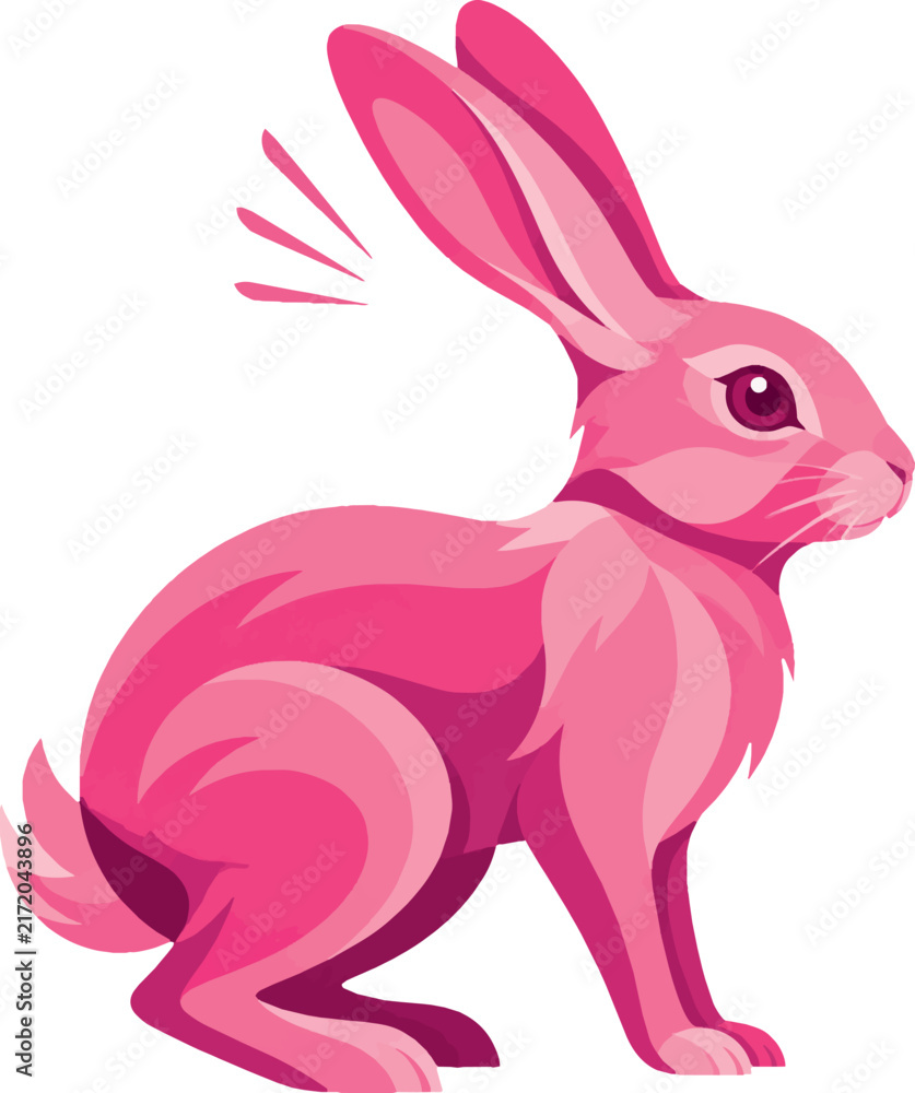 Obraz premium rabbit thumping ears, side profile facing right, full body, small mammal, vector illustration