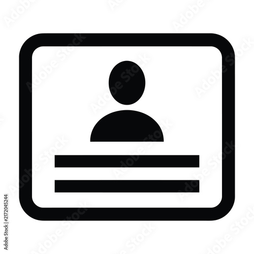 Identity card icon with user silhouette and text lines for personal identification and security