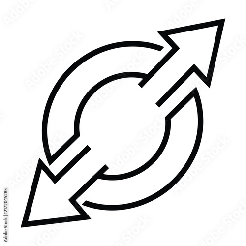Black circular arrows icon on white background. Reload, refresh, recycle, and synchronization symbol for web and app design.