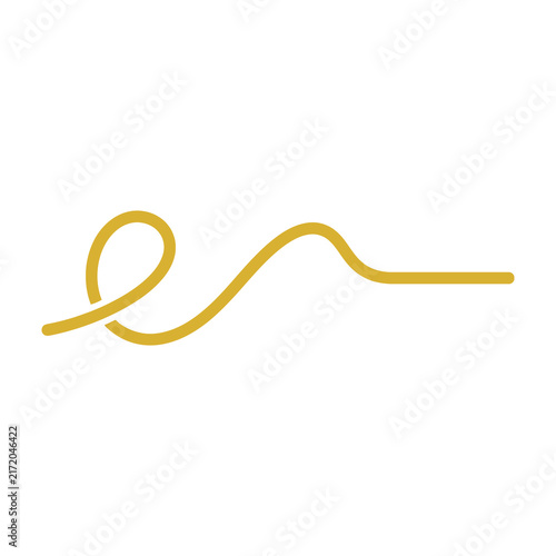 Yellow squiggly line icon isolated on white background, simple curved path design