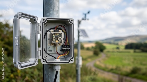 barometric pressure sensor inside weather resistant outdoor enclosure for meteorological monitoring environmental measurement weather stations and field research