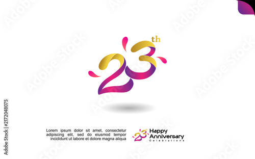 23rd happy anniversary celebration logo template with colorful abstract design on a clean white background. Editable file.