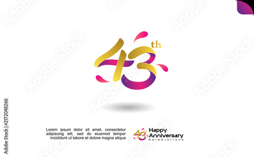 43rd happy anniversary celebration logo template with colorful abstract design on a clean white background. Editable file.
