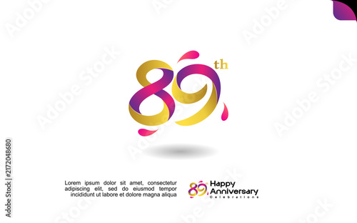89th happy anniversary celebration logo template with colorful abstract design on a clean white background. Editable file.