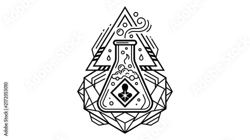 Abstract Chemical Reaction Flask Icon