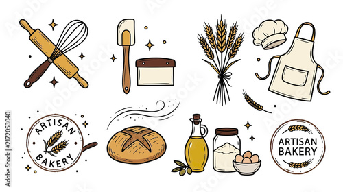 Artisan Baking Elements Isolated Transparent Background