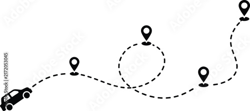 Road Trip Vector Graphic Silhouette Route Navigation Icon