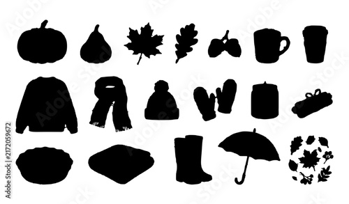 Canvas Print Design an original collection of exactly 18 cozy fall lifestyle vector illustrations on a solid pure white background