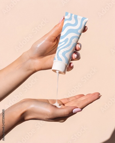 Squeezing Cream Hand Close Up Studio Product Photography