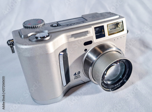A retro early digital compact camera