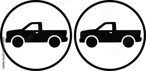Two black pickup trucks side by side illustration