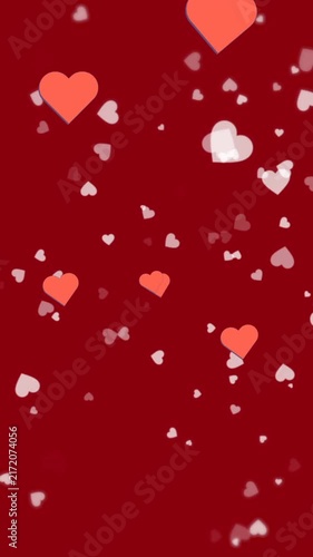 Animation of hearts floating over red background