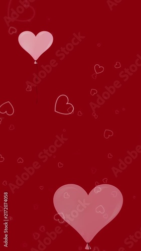 Animation of hearts floating over red background