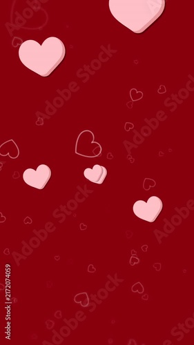 Animation of hearts floating over red background