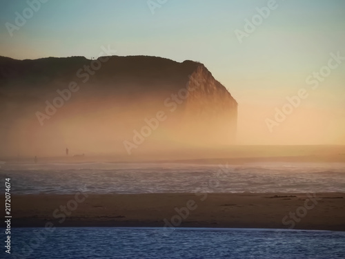 Evening atmosphere on the beach of Foz do Aurelho in Portugal