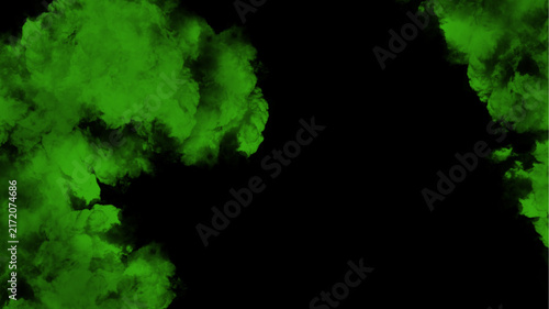 Green smoke texture on black background