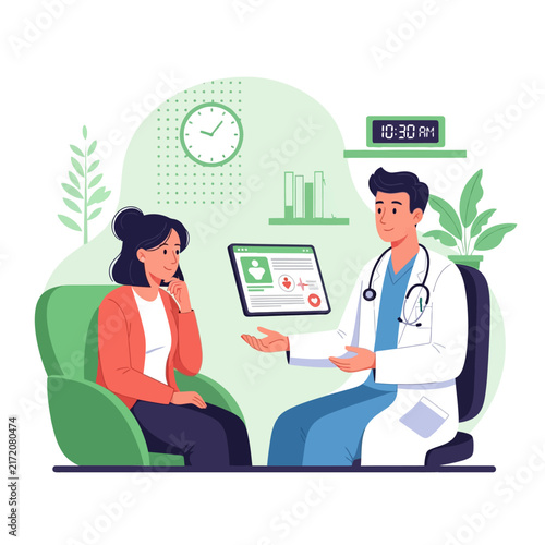 Doctor Consulting Patient With Digital Health Records On Tablet