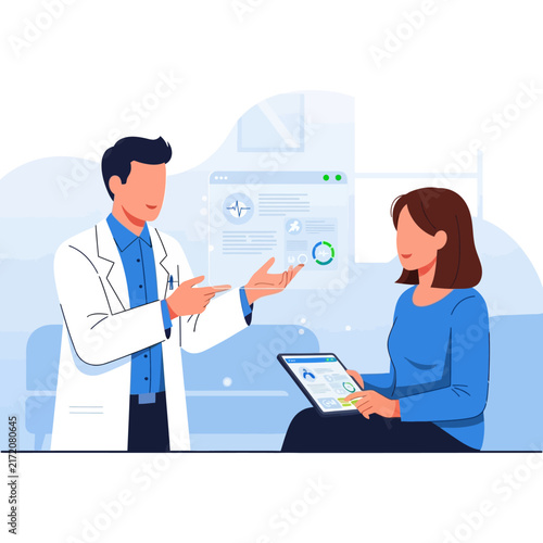 Doctor Consulting Patient With Medical Data On Digital Tablet