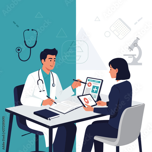 Doctor Consulting Patient With Medical Data On Digital Devices