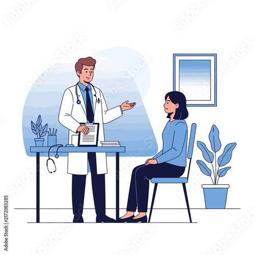 Doctor Consulting Patient In Medical Office During Health Checkup Consultation