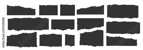 Plakat Jagged rectangle. Set of Paper torn, jagged edge rectangle shape. Rectangle torn paper shape. Headline, calligraphy border, isolated grunge header background. Rough edge rectangle frame. Vector illust