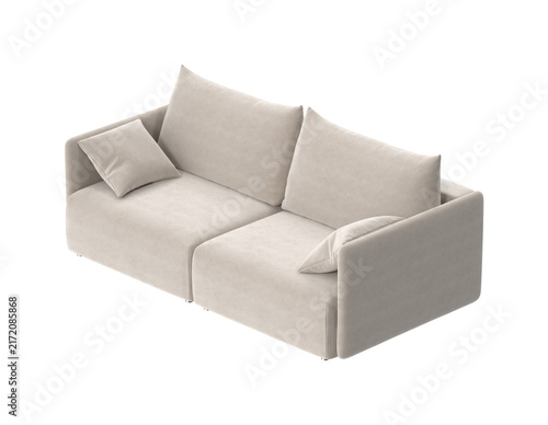 Konstfotografi Modern beige sectional sofa with plush cushions and minimalist design
