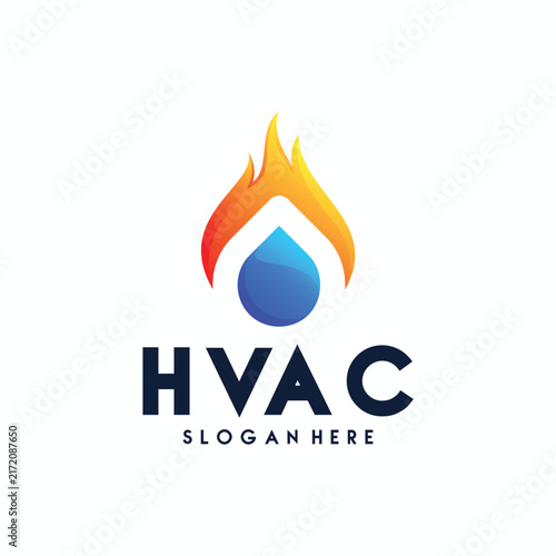 HVAC logo with fire and water sign combination concept