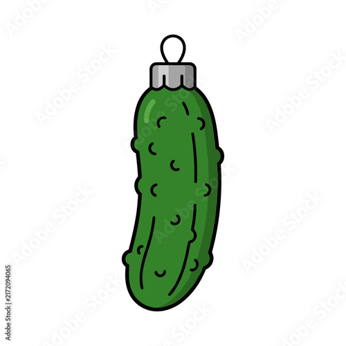 Green pickle christmas ornament vector illustration