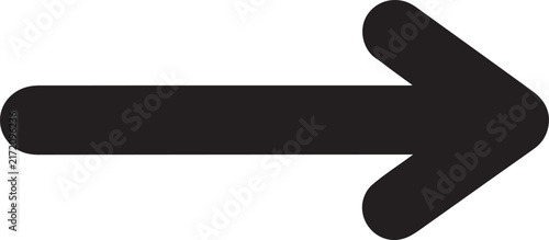 Arrow with rounded corners points right on a clean white space.