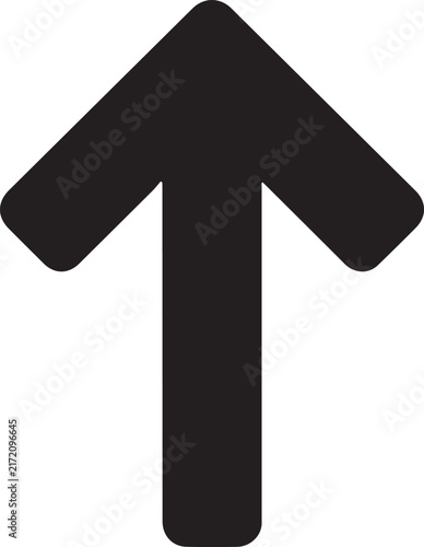 Arrow icon pointing upward is isolated on a white background.