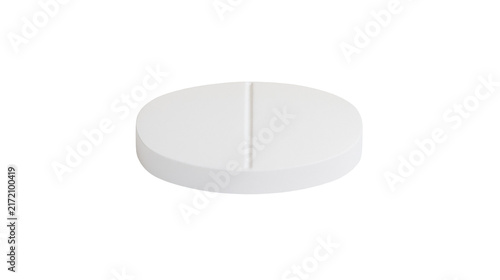 Konstfotografi Round white pill with score line, isolated on transparent background