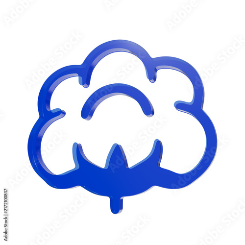 Fotografie Shiny blue cotton boll icon rendered in three dimensions representing soft organ