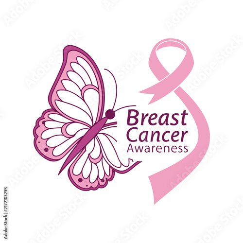 Breast Cancer Awareness Butterfly Pink Ribbon Design vector