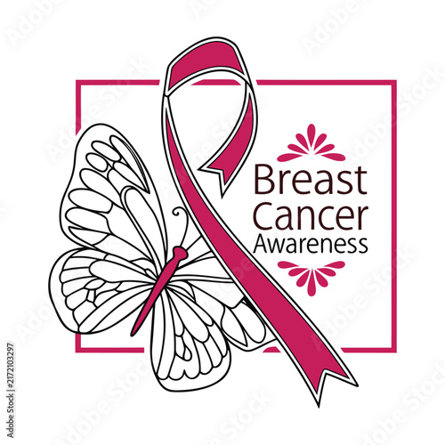 Breast Cancer Awareness Butterfly Pink Ribbon Design vector