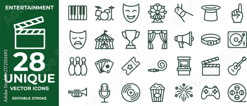 Entertainment vector icon set with media symbols