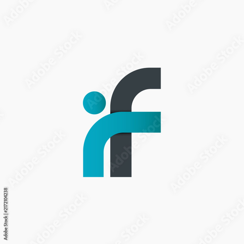 Modern Abstract Monogram Initial Letters IF or FI Logo Design Vector
