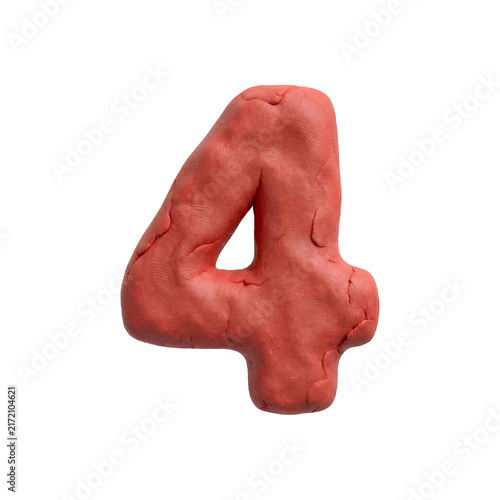plasticine number 4 - 3d playdough digit - Suitable for modelling, stop-Motion Animation or sculpting related subjects
