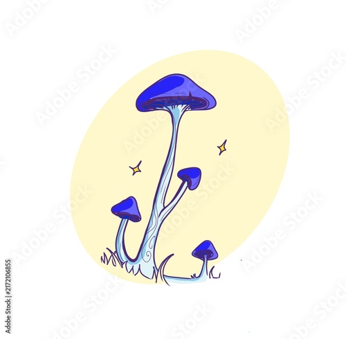 Canvastavla mushroom drawing colorful backjgriund wallpaper, psychedelic food