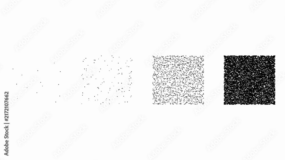 Fototapeta premium Four stages of data density showing increasing point concentration on a white background density points gradient progression minimalist