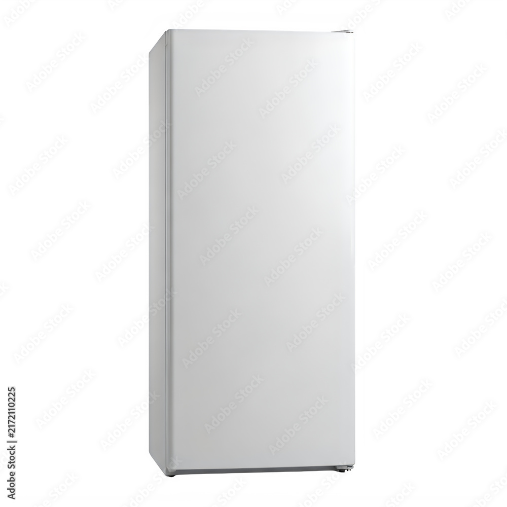 Fototapeta premium A sleek and modern white refrigerator standing against a solid black background