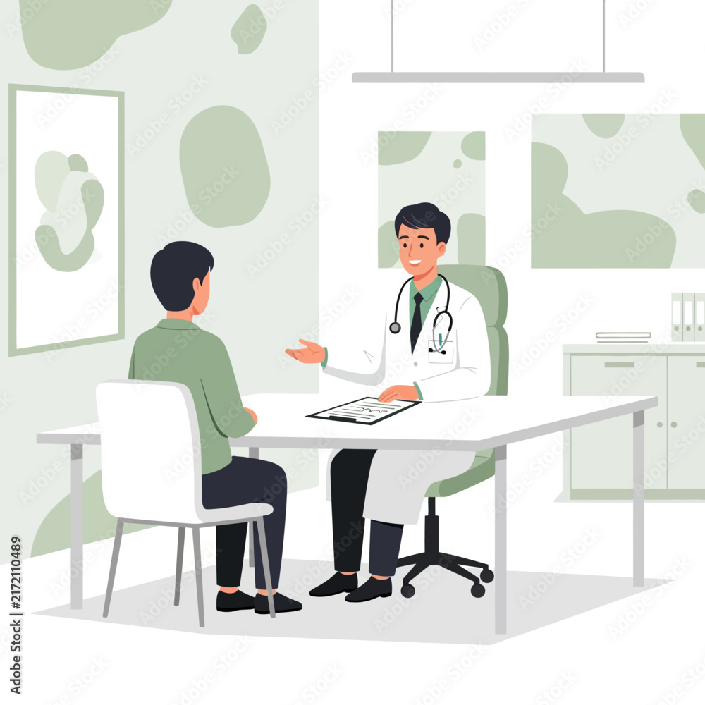 Fototapeta premium Doctor Consulting Patient In A Modern Medical Office Setting
