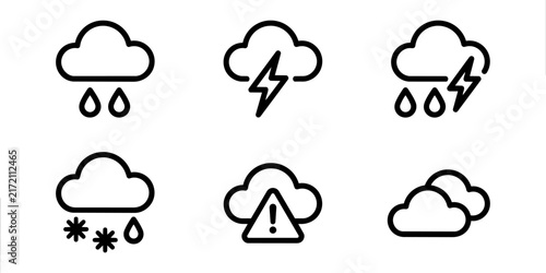 Konstfotografi Weather forecast icon set vector for rain thunderstorm and snow warning concept