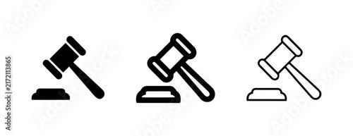 Quadro su tela Judge Gavel Icon Set for Law
