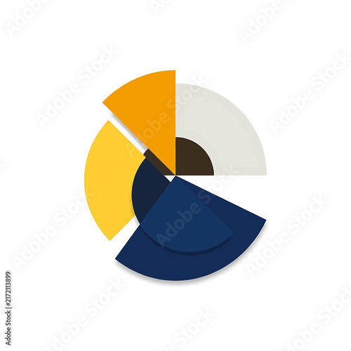 Abstract circular pie chart infographic element with colorful segments for business data visualization and analysis