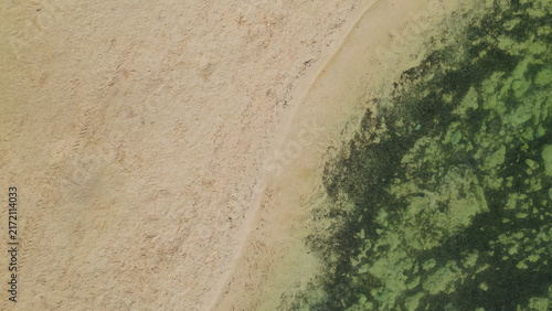 Quadro su tela Aerial perspective of Balos Bay reveals a sandy beach adjacent to clear sea wate