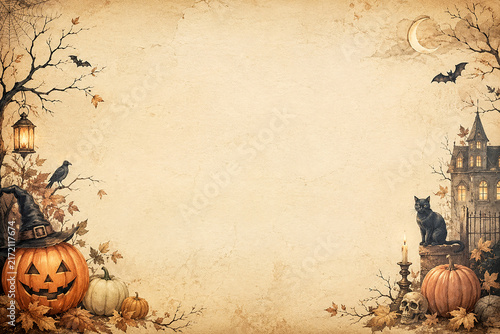 Vintage Halloween Background – Spooky Autumn Scene