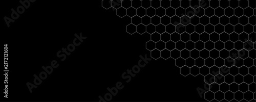 Abstract Black Hexagonal Honeycomb Grid Pattern with Futuristic Geometric Network Background