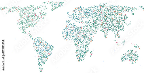 Bild auf Leinwand Impression Bloom Frosty Blue Impressionist Bloom World Map Showing pointillist b