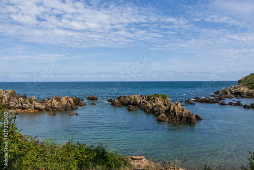 Canvastavla Rocky reef and turquoise ocean bay Asturias Spain
