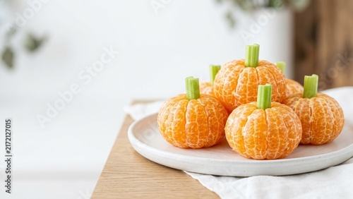 Creative Healthy Mandarin Orange Snack Pumpkins for Halloween